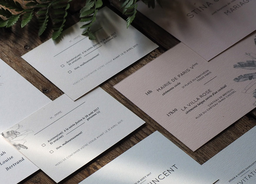 Septembre Papeterie collection graphique faire part mariage Palmeraie