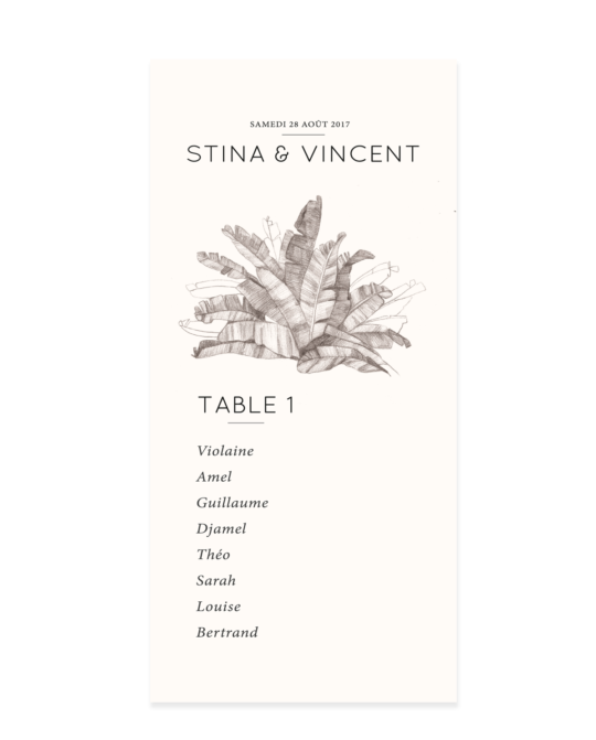 Plan de table • Palmeraie