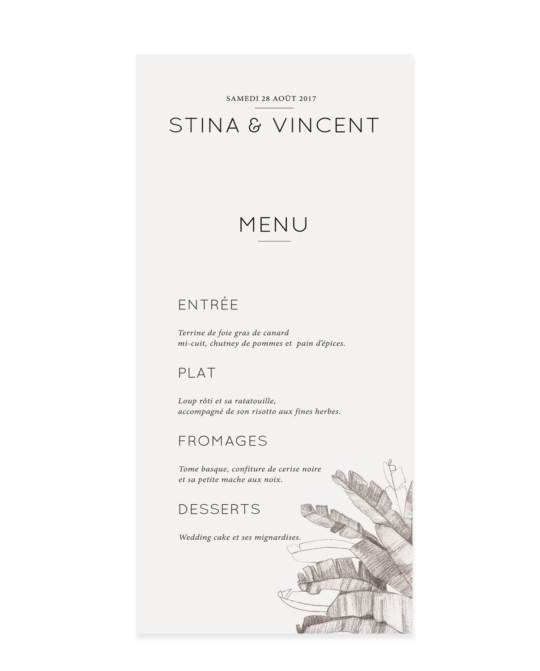Menu • Palmeraie