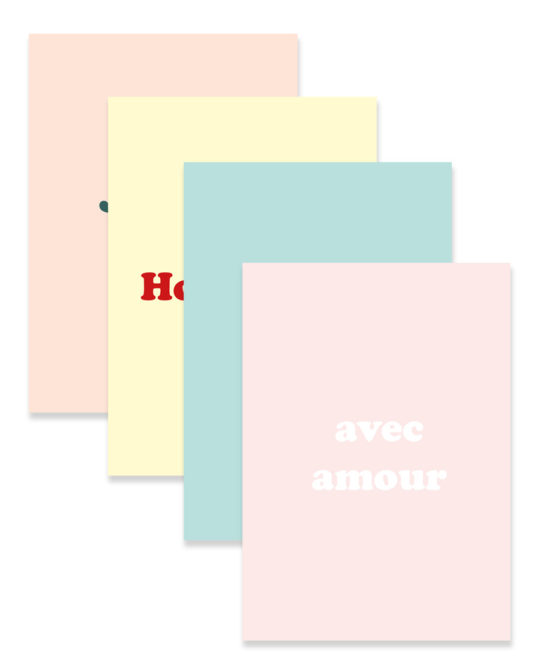 Lot 4 cartes de Noël • Mots doux