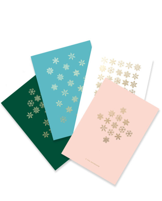 Lot 4 cartes de Noël • Flocons
